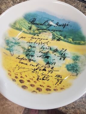 OPIFICIO ETICO PASTA DISH. MADE IN ITALY. 12.5 WIDE. YELLOW BLUE CERAMIC